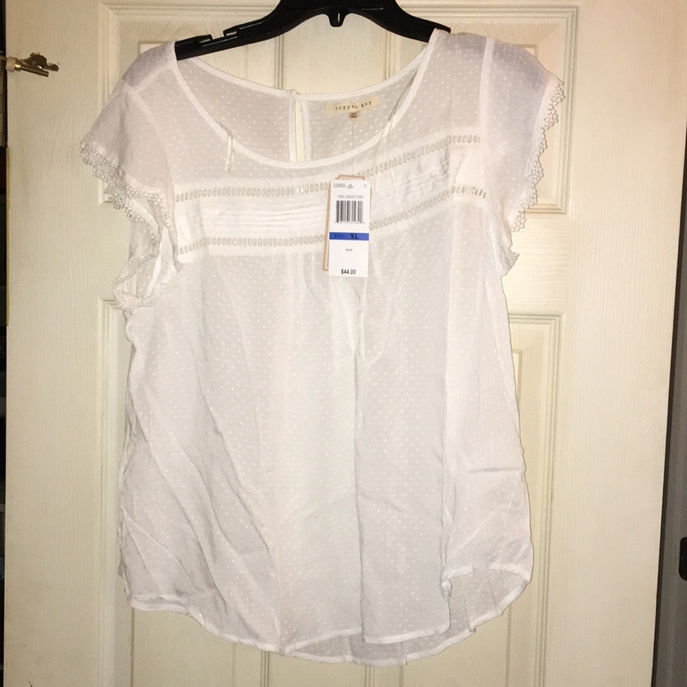 NWT, Copper Key White Shear Top, XL